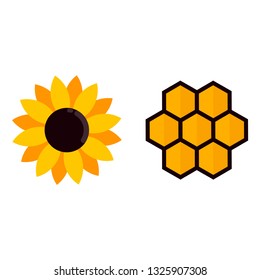 cartoon honeycomb and sunflower