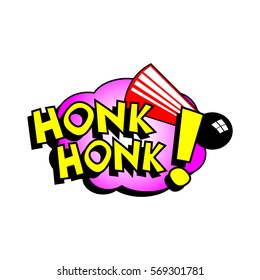 Cartoon honk honk colorful text caption illustration