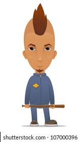 Cartoon hooligan with a baseball bat