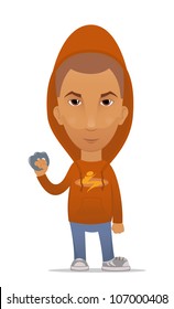 Cartoon hooligan with a knuckleduster