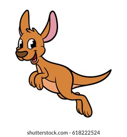 Cartoon Hopping Kangaroo Vector Illustration