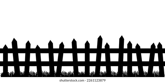 Cartoon horizontal balustrade. For grass, flower border. Vector wooden, privacy barrier. Picket fences icon. Panel board. fencepost or fence post. For garden or farmer. Home, house fence. Halloween