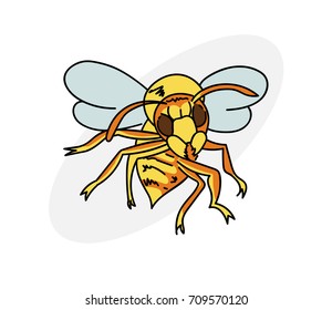 Cartoon Hornet Cartoon Hand Drawn Image: vector de stock (libre de