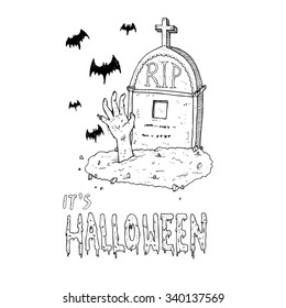 cartoon horror in doodle style pose isolated on white background