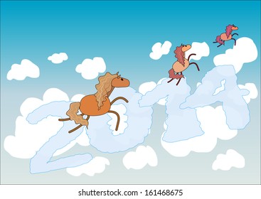 cartoon horse in the clouds 2014