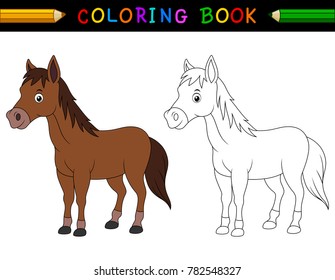 Cartoon horse coloring book