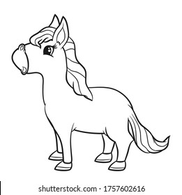 Cartoon horse coloring book, vector illustration