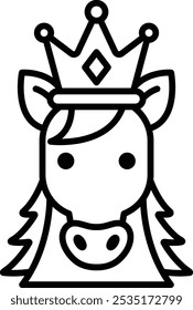 A cartoon horse with a crown on its head
