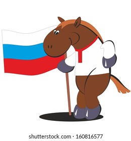 Cartoon horse with the flag of Russia 