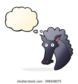 cartoon horse head with thought bubble