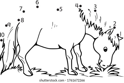 cartoon horse join to the dots 1 to 10