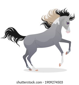 The cartoon horse jump. Isolated vector illustration. Pony illustration for children's book.