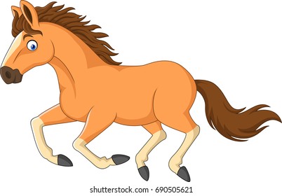 Cartoon horse running isolated on white background