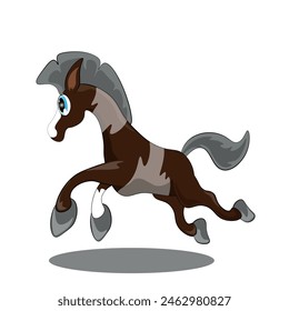 cartoon horse running on a white background