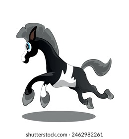 cartoon horse running on a white background