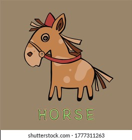 Cartoon Horse Running , quality illustration