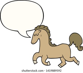 cartoon horse running with speech bubble