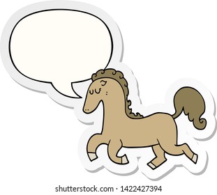cartoon horse running with speech bubble sticker