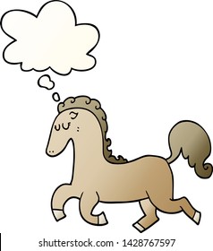 cartoon horse running with thought bubble in smooth gradient style