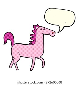 caballo de dibujos animados con burbuja de habla