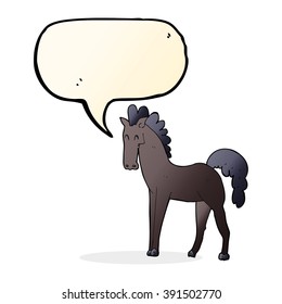 caballo de dibujos animados con burbuja de habla