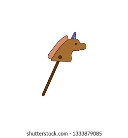 cartoon horse stick toy colored icon. Signs and symbols can be used for web, logo, mobile app, UI, UX