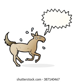cavalo de desenho animado suando com balão