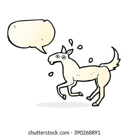cartoon horse sweating with speech bubble