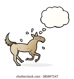 cartoon horse sweating with thought bubble
