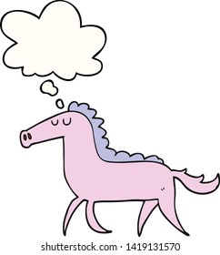 Cartoon-Pferd mit Denkblase