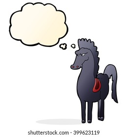 caballo de dibujos animados con burbuja de pensamiento