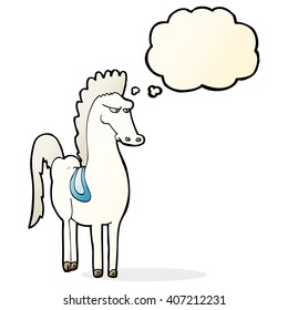 Cartoon-Pferd mit Denkblase