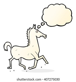 caballo de dibujos animados con burbuja de pensamiento