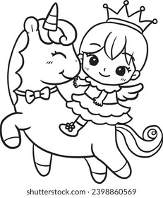 Cartoon horse unicorn princess Doodles kawaii anime coloring pages cute drawing characters chibi manga