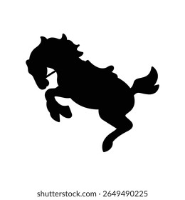 Cartoon Horse Vector, Black Animal Silhouette for Print and Digital Use.