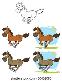 Cartoon Horses Running-Vector Collection