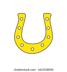 cartoon horseshoe on white background. symbol of good luck. vector flat illustration.