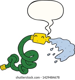 manguera de caricatura con burbuja de habla
