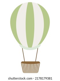 Cartoon hot air balloon in scandinavian style. Baby vector illustration isolated on white background