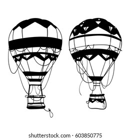 Cartoon  hot air balloon. Vector illustration. set for transportation flying