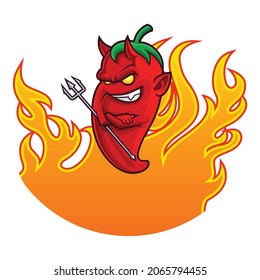 Cartoon hot chili mascot in vector illustration