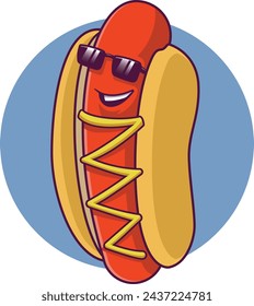 Cartoon Hot Dog | Hot Dog Character with Glasses 