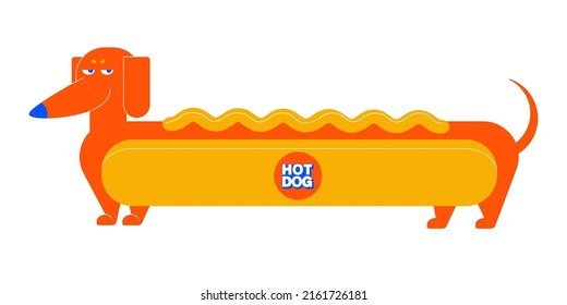 Cartoon hot dog dachshund. Vector illustration
