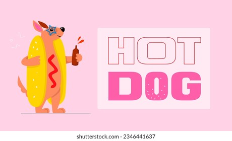 Cartoon hot dog funny animal character