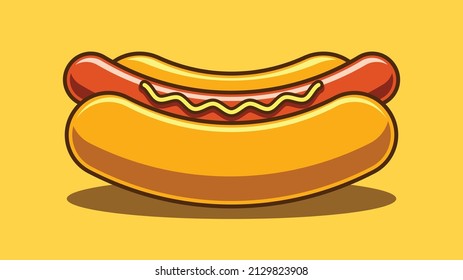 Cartoon hot dog with mustard