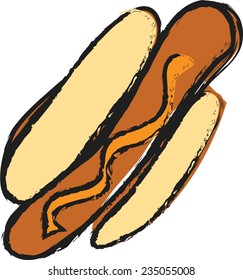 cartoon  hot dog, vector