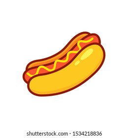 Cartoon Hot Dog. Vector illustration.