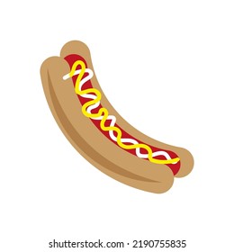 Cartoon hot dog. Vector illustration. Stock image.