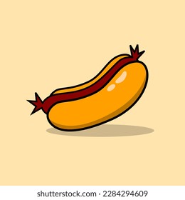cartoon hot dog vector illustration for sticker