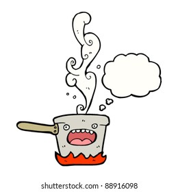 sartén de caricatura de cocina caliente